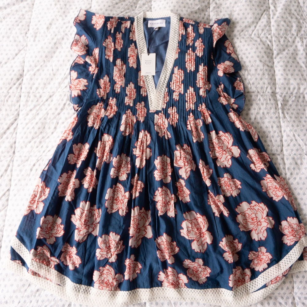NWT NAVY BLEU Eden Dress in Navy Peony (Size Large)